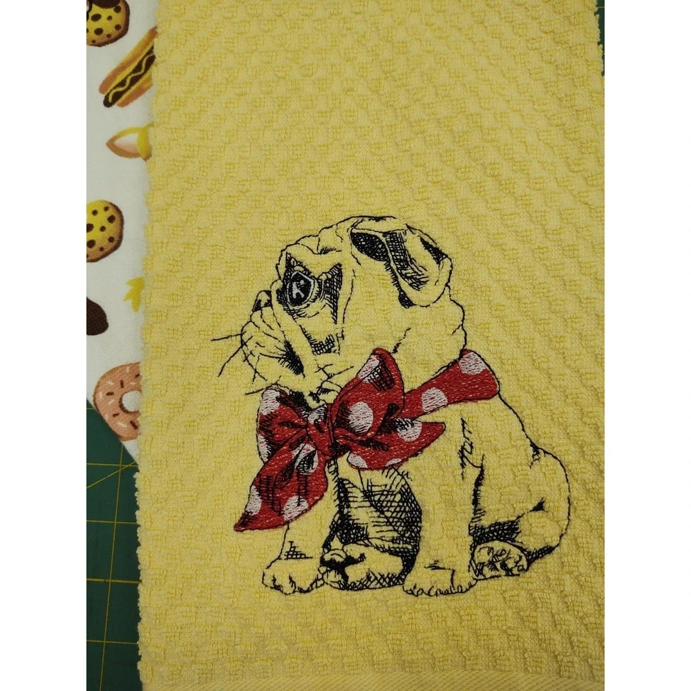 Pug Dog With A Scarf Kitchen Bath Hand Bar Towel Set of 2 Great Gift!